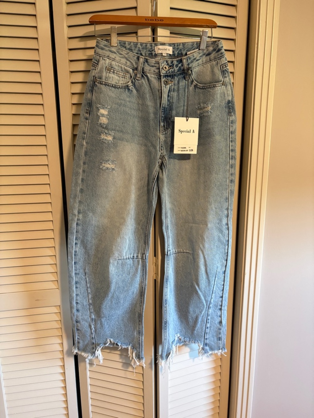 Special A Light Blue Distressed Wide Leg Jeans